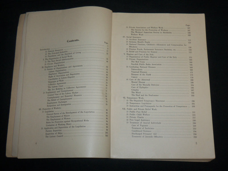 1938 SOCIAL WORK AND LEGISLATION IN SWEDEN SOFTCOVER BOOK - J 6801