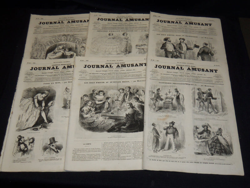 1857-1858 JOURNAL AMUSANT ILLUSTRE FRENCH MAGAZINE LOT OF 36 - FASHION - O 3197M