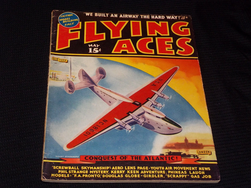 1939 MAY FLYING ACES MAGAZINE ILLUSTRATED FRONT COVER - E 136
