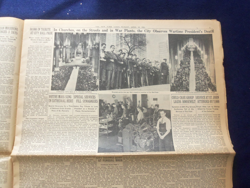 1945 APRIL 15 NEW YORK TIMES - NATION PAYS FINAL TRIBUTE TO ROOSEVELT - NP 6468