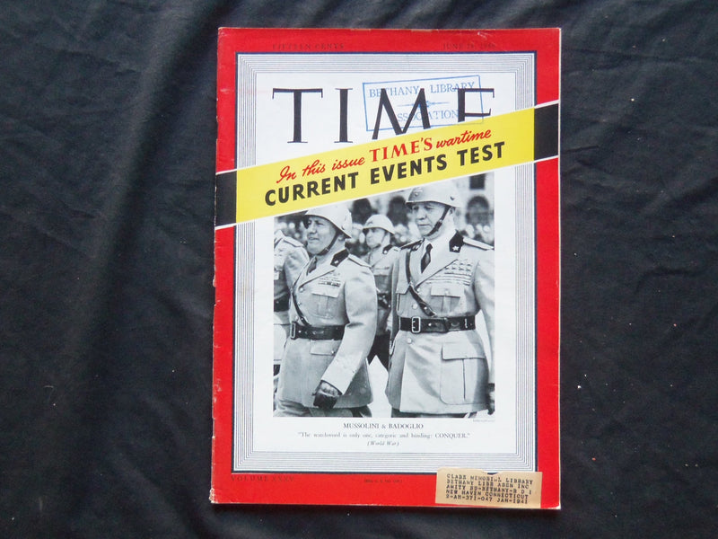 1940 JUNE 24 TIME MAGAZINE - BENITO MUSSOLINI & MARSHAL BADOGLIO - T 718