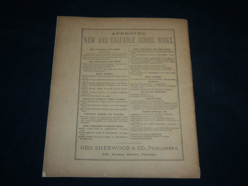 1875 SHERWOOD'S SIX COLUMN WRITING SPELLER BOOK - CHICAGO - J 6631