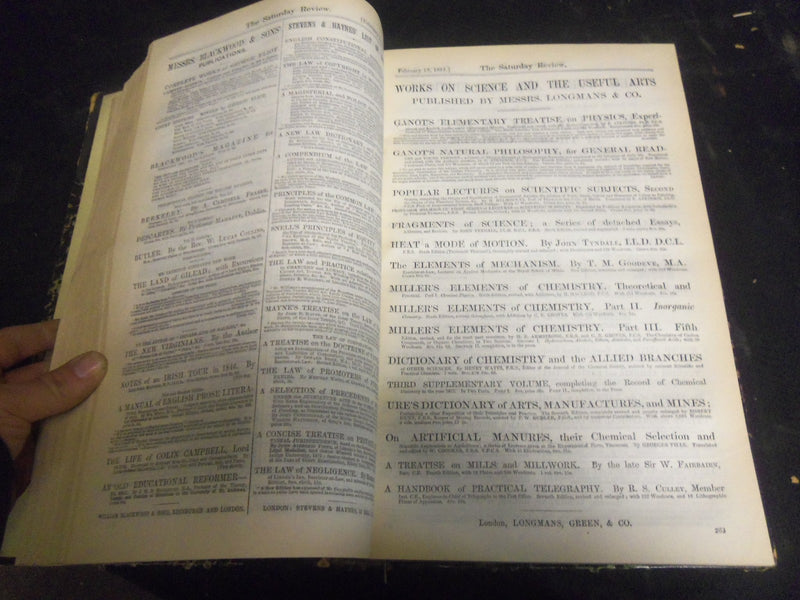 1881 SATURDAY REVIEW 2 BOUND VOLUMES - COMPLETE YR- PUBLISHED IN LONDON - R 1102