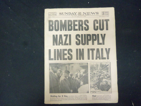 1944 MAY 7 NEW YORK SUNDAY NEWS - BOMBERS CUT NAZI SUPPLY LINES IN ITALY-NP 2190