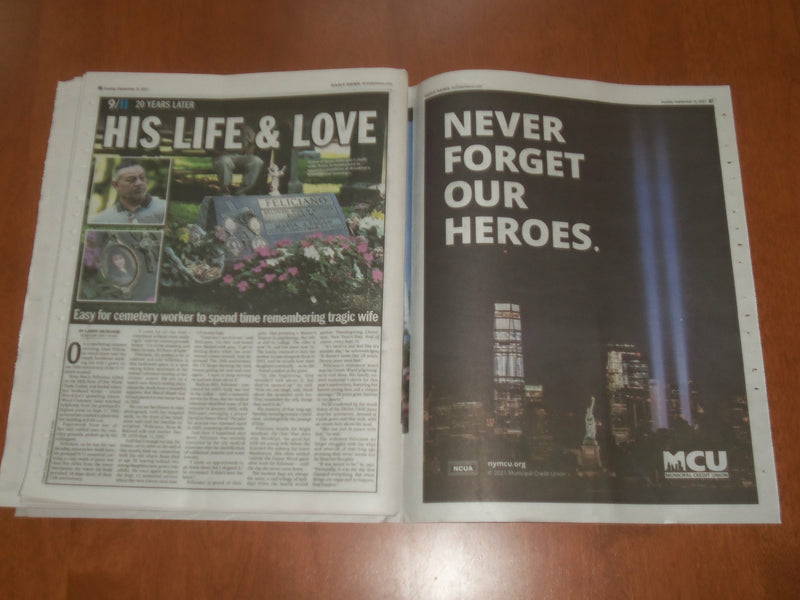 2021 SEPTEMBER 12 NEW YORK DAILY NEWS NEWSPAPER - WE WILL NEVER FORGET 9/11