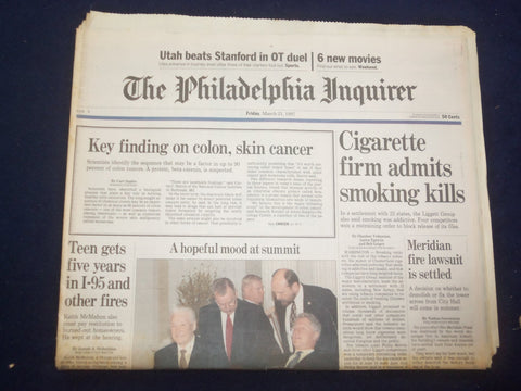 1997 MARCH 21 PHILADELPHIA INQUIRER-CIGARETTE FIRM ADMITS SMOKING KILLS- NP 7160
