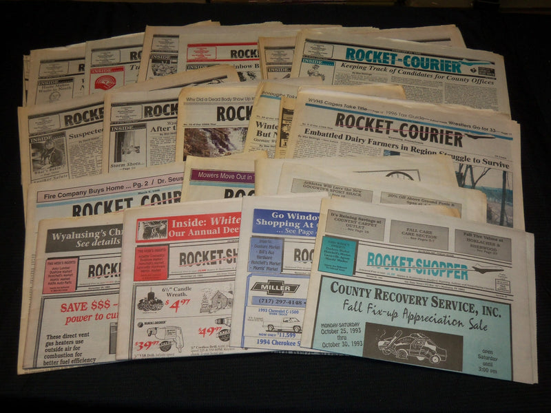 1991-1999 ROCKET COURIER - SHOPPER NEWSPAPERS LOT OF 18 - WYALUSING PA -NP 4250D