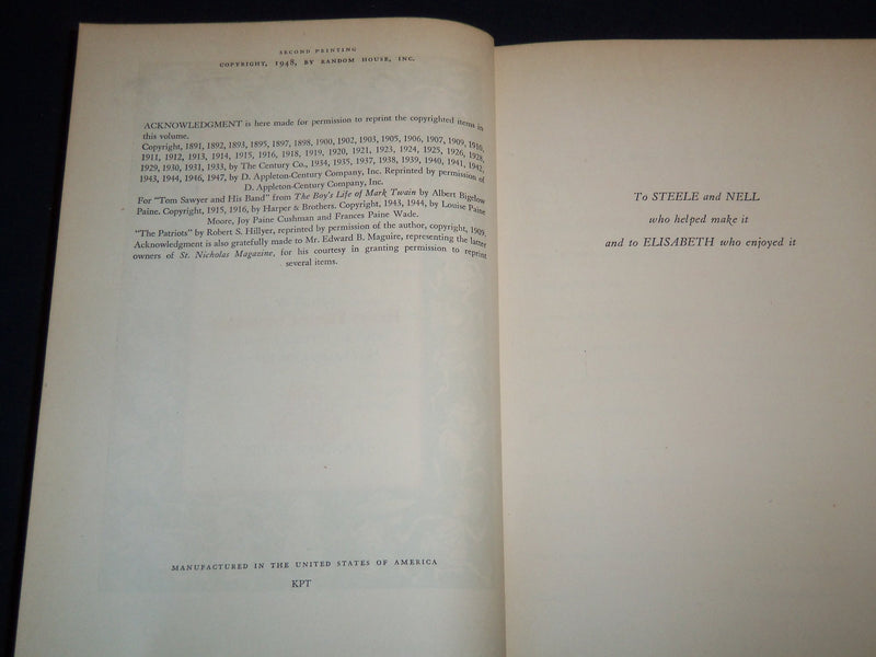 1948 THE ST. NICHOLAS ANTHOLOGY BOOK BY HENRY STEELE COMMAGER - KD 7998
