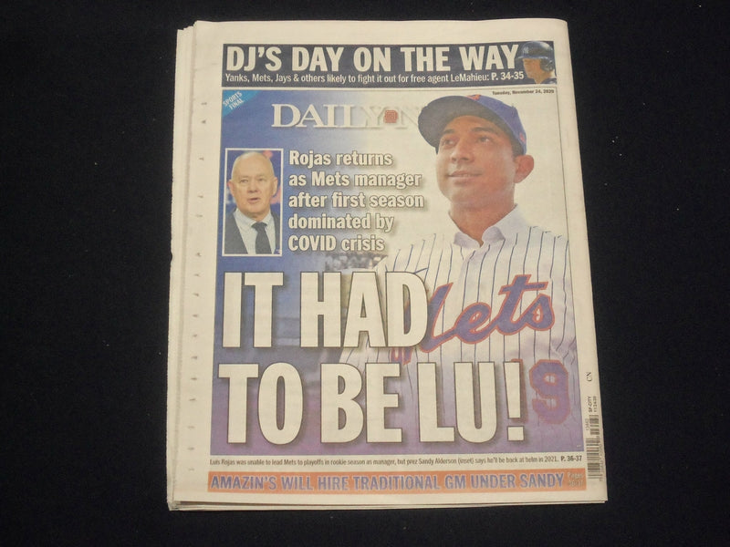 2020 NOV 24 NEW YORK DAILY NEWS NEWSPAPER - LUIS ROJAS RETURNS AS METS MANAGER