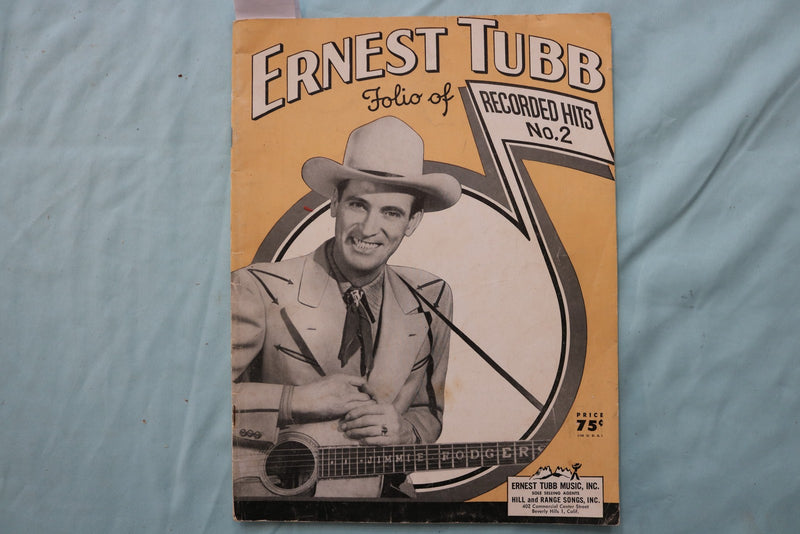 1950 ERNEST TUBB FOLIO OF RECORDED HITS NO. 2 SOFTCOVER BOOK - K 3380