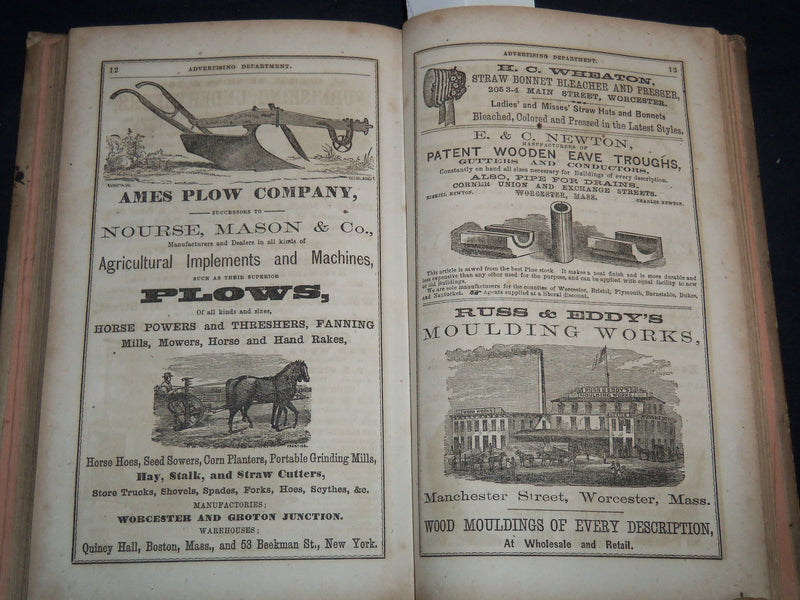 1867 WORCESTER DIRECTORY BY HENRY J. HOWLAND - MAP - KD 81W