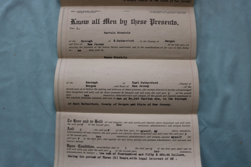 1938-1939 NEW JERSEY MORTGAGE AND PROPERY SALE CONTRACT - LOT OF 2 - K 2576