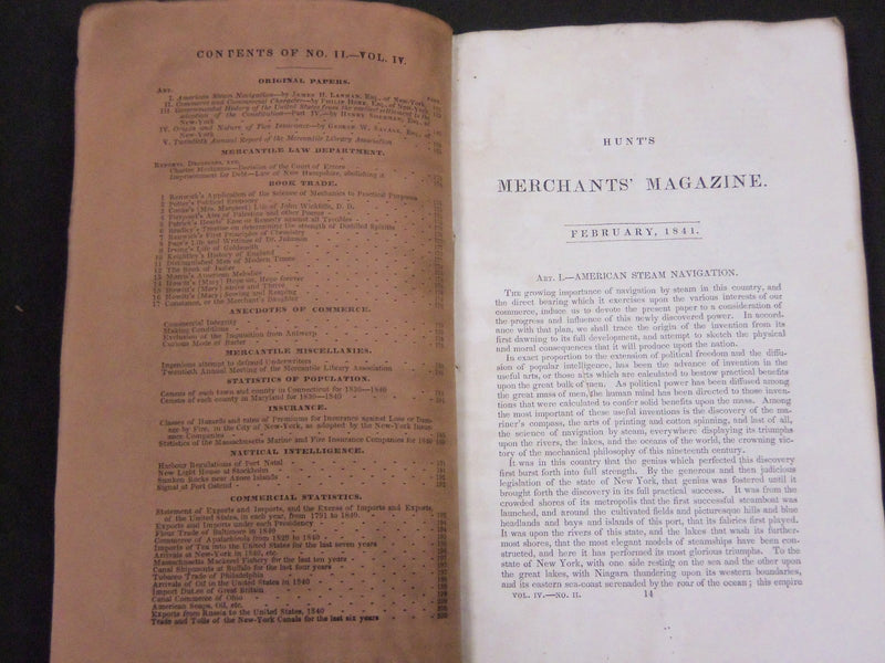 1840-1841 HUNT'S MERCHANTS MAGAZINE AND COMMERCIAL REVIEW LOT OF 7 - WR 340A