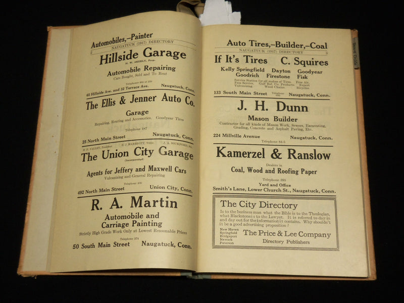 1917 NAUGATUCK DIRECTORY BOOK - CONNECTICUT - NICE ADS - KD 6312