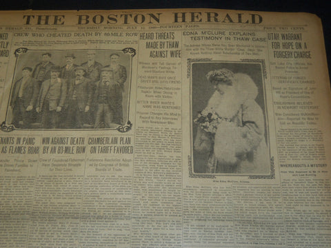 1906 JULY 12 THE BOSTON HERALD - EDNA M'CLURE EXPLAINS TESTIMONY IN CASE - BH 83
