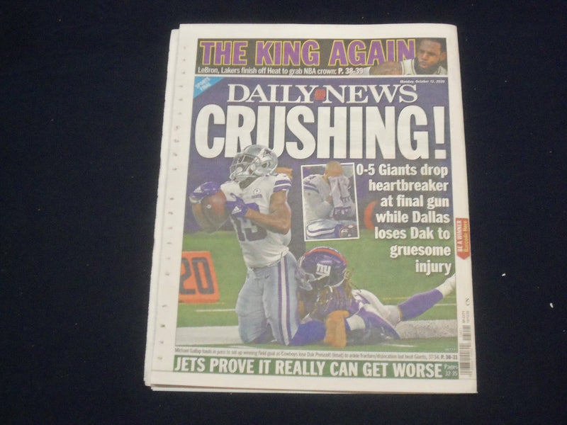 2020 OCTOBER 12 NEW YORK DAILY NEWS NEWSPAPER -WILDFIRE OF ANGER-READY FOR NOV 3