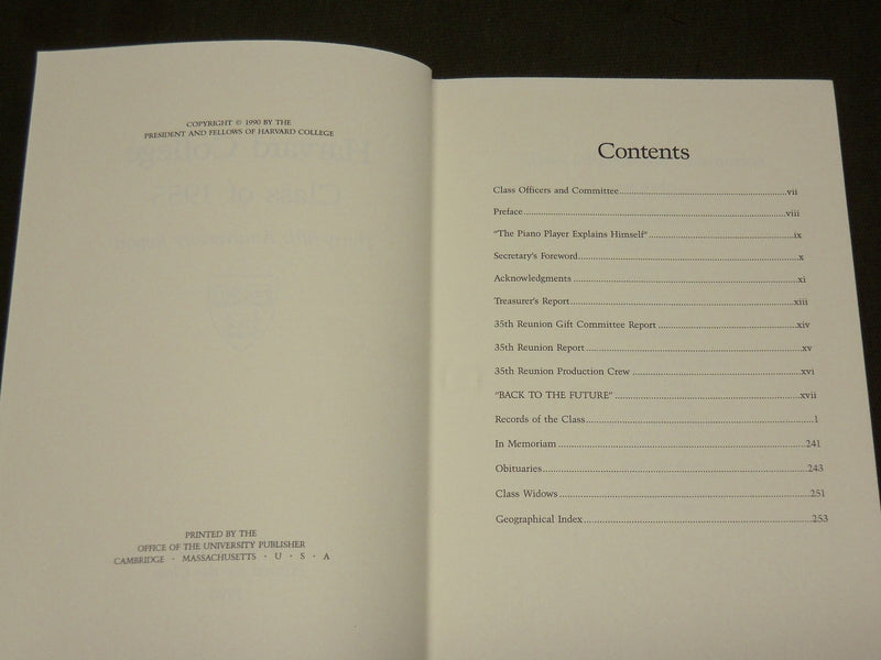 1990 HARVARD COLLEGE CLASS OF 1955 - 35TH ANNIVERSARY REPORT - KD 6239