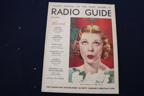 1937 DECEMBER 25 RADIO GUIDE MAGAZINE - HARRIET HILLIARD COVER - E 9208
