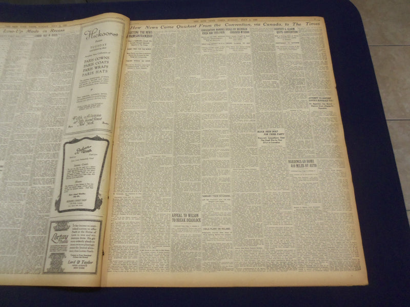 1920 JULY 4 NEW YORK TIMES - CONVENTION ADJOURNS TO 10 A.M. MONDAY - NT 9320