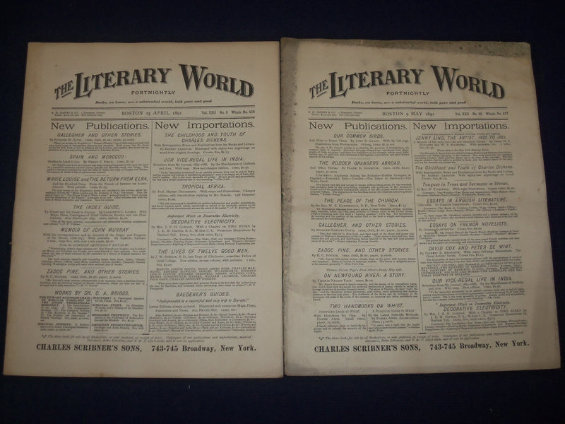 1891 THE LITERARY WORLD MAGAZINE LOT OF 6 ISSUES - NICE ARTICLES - O 2618