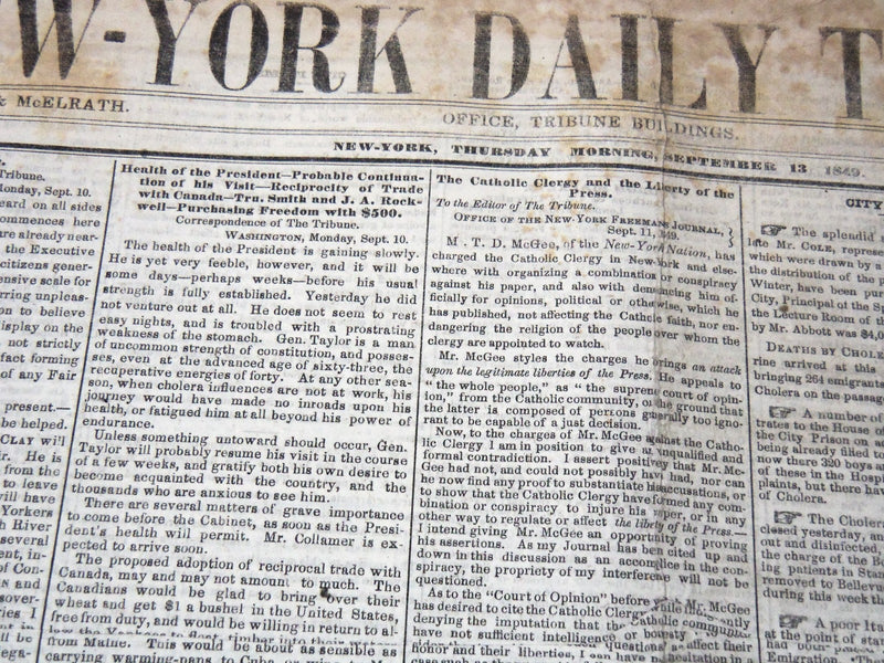 1849 SEPTEMBER NEW YORK DAILY TRIBUNE NEWSPAPER LOT OF 24 - GOLD RUSH - NP 5839H