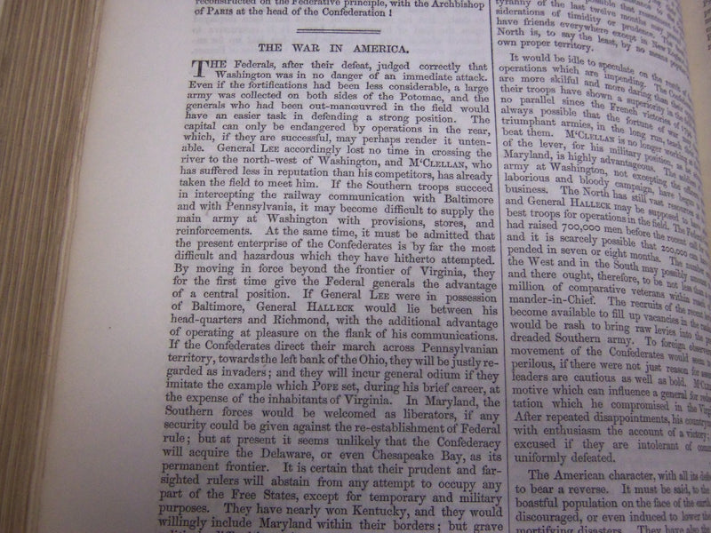 1862 SATURDAY REVIEW 2 BOUND VOLUMES - COMPLETE YR- PUBLISHED IN LONDON - R 1084
