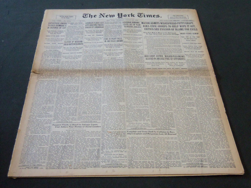 1930 AUGUST 28 NEW YORK TIMES - ENTERPRISE TO RACE SHAMROCK V FOR CUP - NT 5633