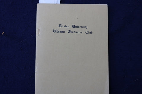 1924 BOSTON UNIVERSITY WOMEN GRADUATES' CLUB SOFTCOVER BOOKLET - K 947