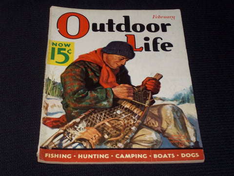 1936 FEBRUARY OUTDOOR LIFE MAGAZINE - FISHING HUNTING CAMPING COVER - E 5678