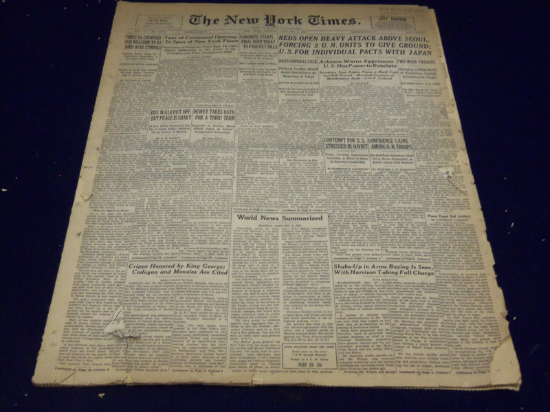 1951 JANUARY 1 NEW YORK TIMES - NY TIMES STARTS ITS 100TH YEAR - NT 2460