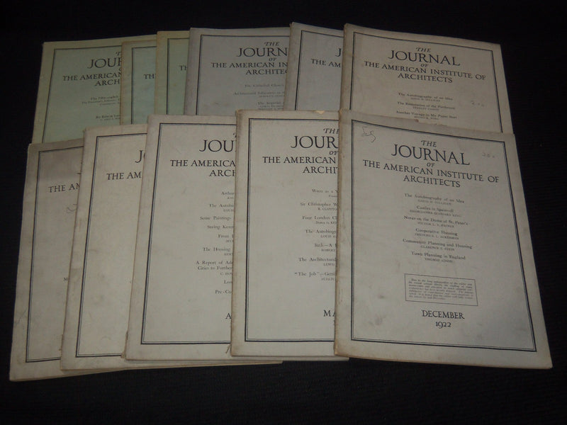 1922-1925 AMERICAN INSTITUTE OF ARCHITECTS JOURNAL MAGAZINE LOT OF 11- O 3776