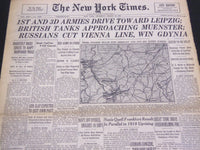 1945 MARCH 29 NEW YORK TIMES - 1ST AND 3D ARMIES DRIVE TO LEIPZIG - NT 4373