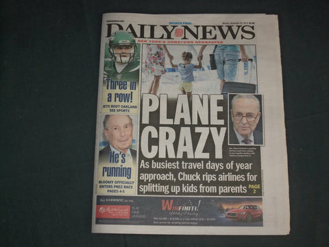 2019 NOVEMBER 25 NEW YORK DAILY NEWS NEWSPAPER - BLOOMBERG RUNNING FOR PRESIDENT