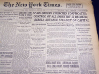 1936 JULY 29 NEW YORK TIMES - BARCELONA AUTO PLANTS REPORTED SEIZED - NT 2109