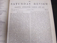 1863 SATURDAY REVIEW 2 BOUND VOLUMES - COMPLETE YR- PUBLISHED IN LONDON - R 1083
