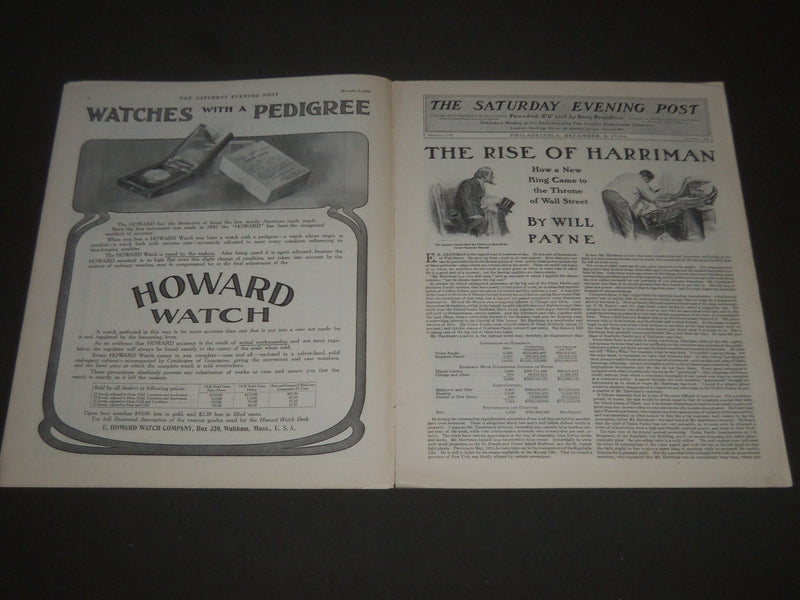 1906 DECEMBER 8 THE SATURDAY EVENING POST MAGAZINE - ILLUSTRATED COVER- SP 994