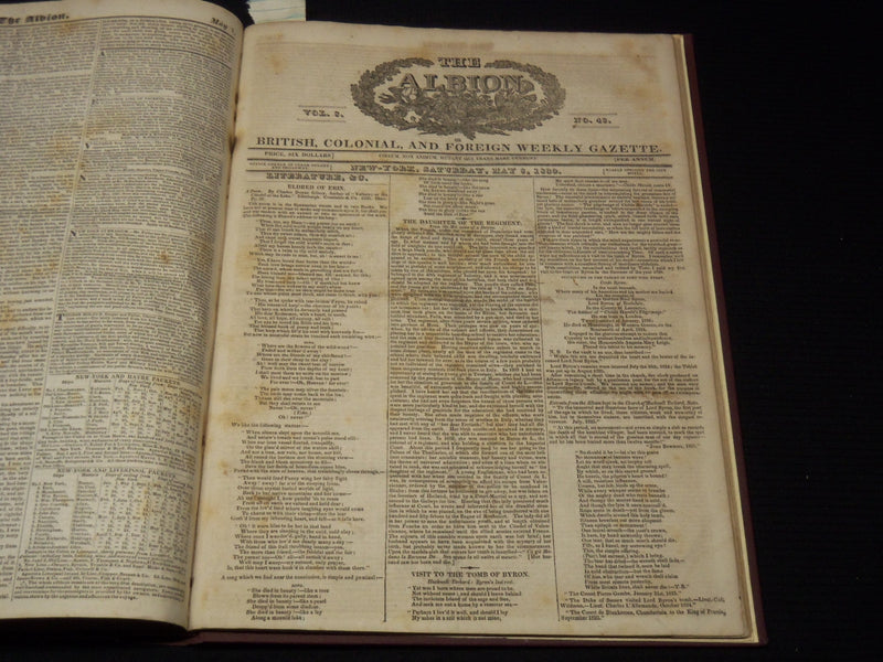 1829-1830 THE ALBION WEEKLY GAZETTE BOUND VOLUME NO. 8 - NEW YORK - R 89X