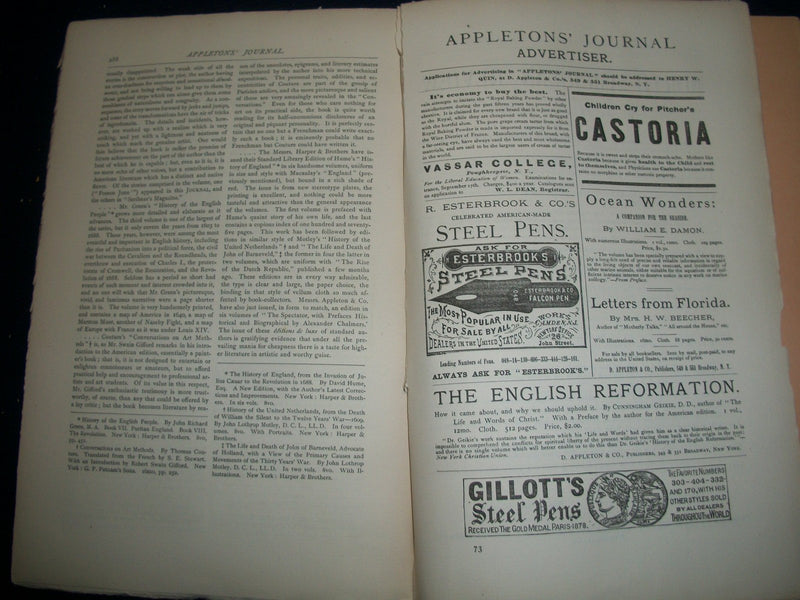 1879 APPLETON'S JOURNAL MAGAZINE LOT OF 9 DIFFERENT ISSUES - NICE ADS - WR 697