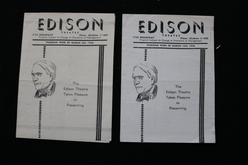 1935-1938 EDISON THEATRE MOVIE PROGRAMS - LOT OF 6 - K 1972