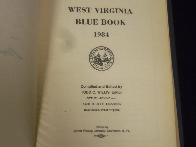 1984 WEST VIRGINIA BLUE BOOK BY TODD C. WILLIS VOLUME NO. 68 - PHOTOS - KD 3090