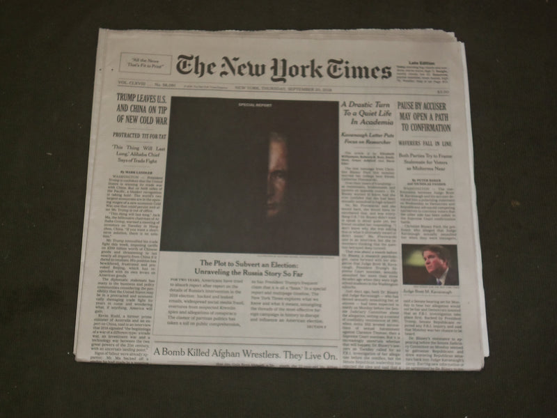2018 SEPTEMBER 20 NEW YORK TIMES - THE PLOT TO SUBVERT AN ELECTION-RUSSIA STORY