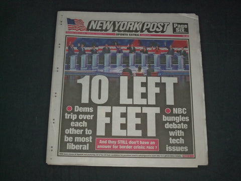 2019 JUNE 27 NEW YORK POST - 1ST DEMOCRATIC CANDIDATES' DEBATE FOR 2020 ELECTION