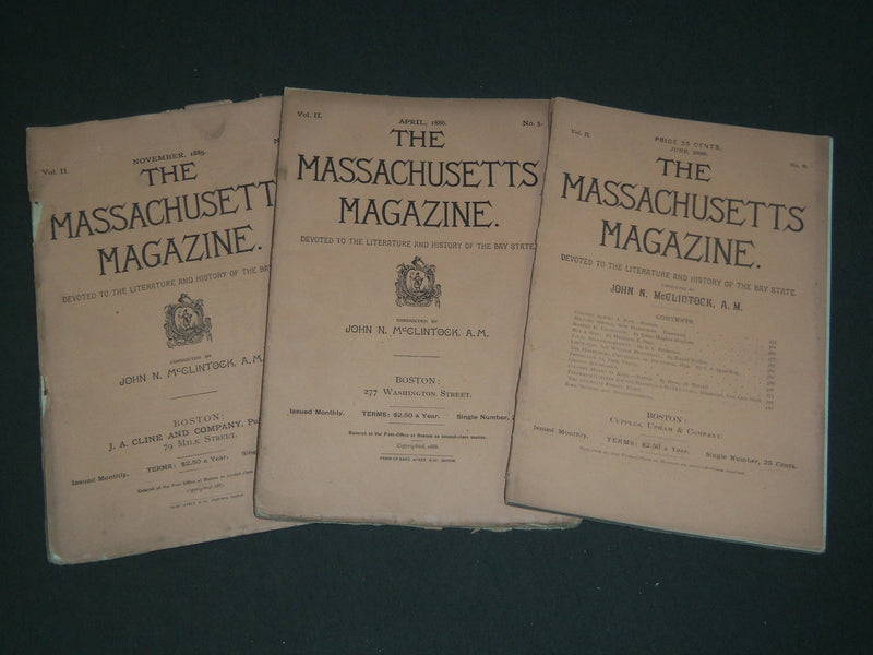 1885-1886 THE MASSACHUSETTS MAGAZINE LOT OF 3 ISSUES - WR 873