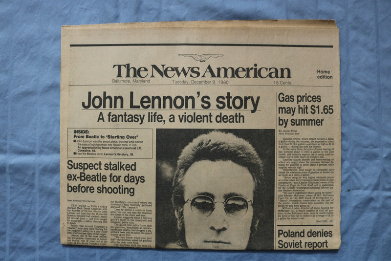 1980 DECEMBER 9 THE NEWS AMERICAN NEWSPAPER - JOHN LENNON VIOLENT DEATH- NP 9209