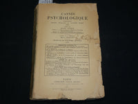 1931 L'ANNEE PSYCHOLOGIQUE FRENCH MAGAZINE BY HENRI PIERON - J 6574