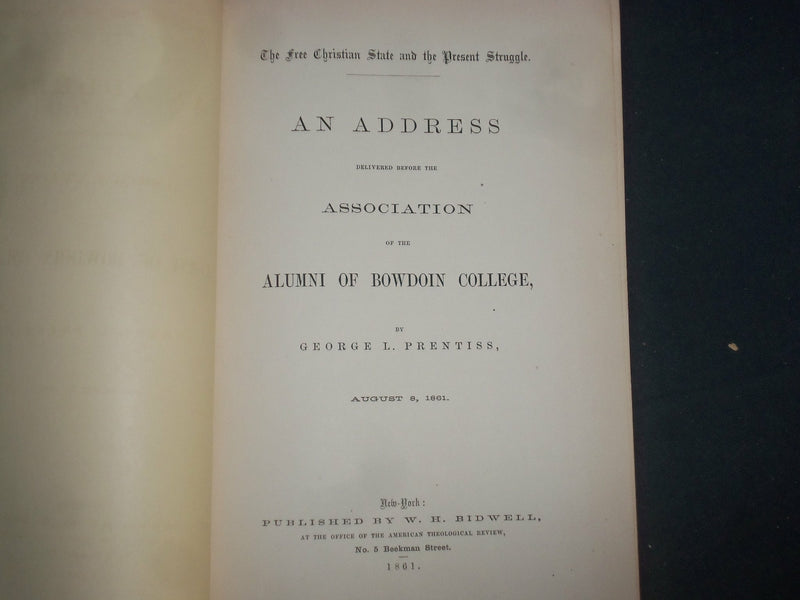1861 BOWDOIN COLLEGE ALUMNI ASSOCIATE ADDRESS - J 4666