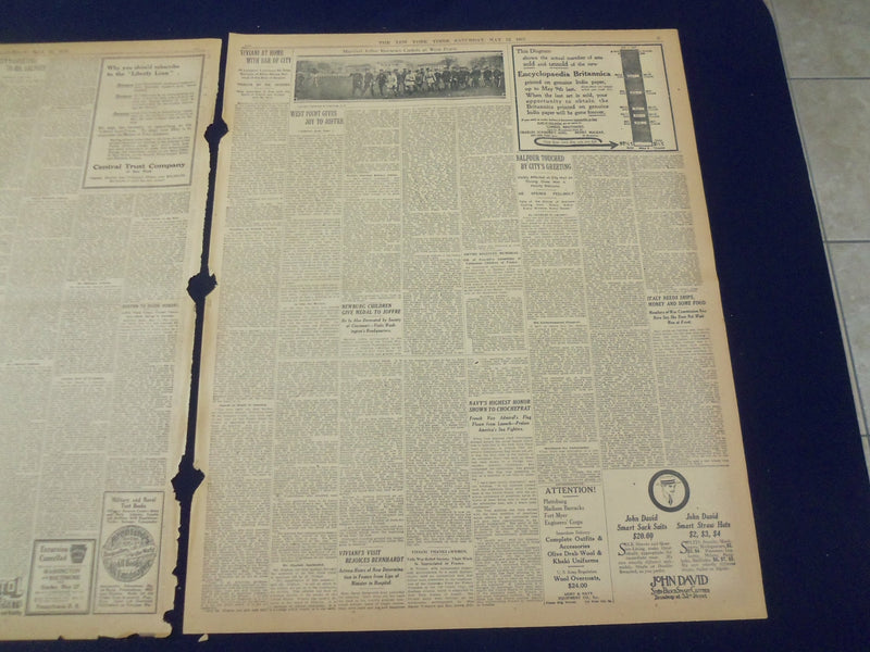 1917 MAY 12 NEW YORK TIMES - BALFOUR AN DVIVIANI WELCOME U.S. AS ALLY - NT 9141