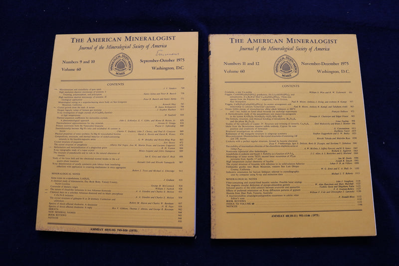 1975 THE AMERICAN MINERALOGIST JOURNAL - LOT OF 6 - COMPLETE YEAR - O 3380