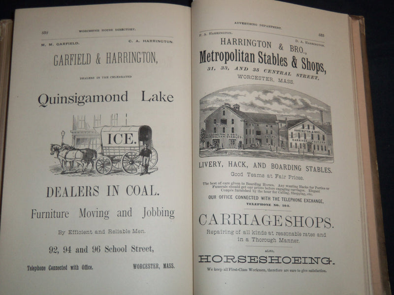 1890 WORCESTER DIRECTORY BY HENRY J. HOWLAND - MAP - KD 81X