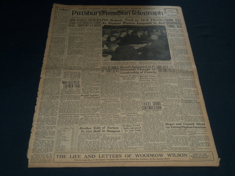 1931 NOV 8 PITTSBURGH SUN-TELEGRAPH - PITT DEFEATS TECH AS RIOTERS JAIL- NT 7529